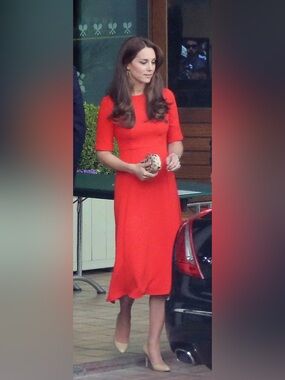 LK Bennett Cayla Red Midi Dress with Short Sleeves